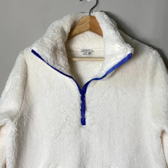 NWOT J. Crew Factory Womens XS Long Sleeve Half-Zip Sherpa Pullover Jacket White - Picture 7 of 16